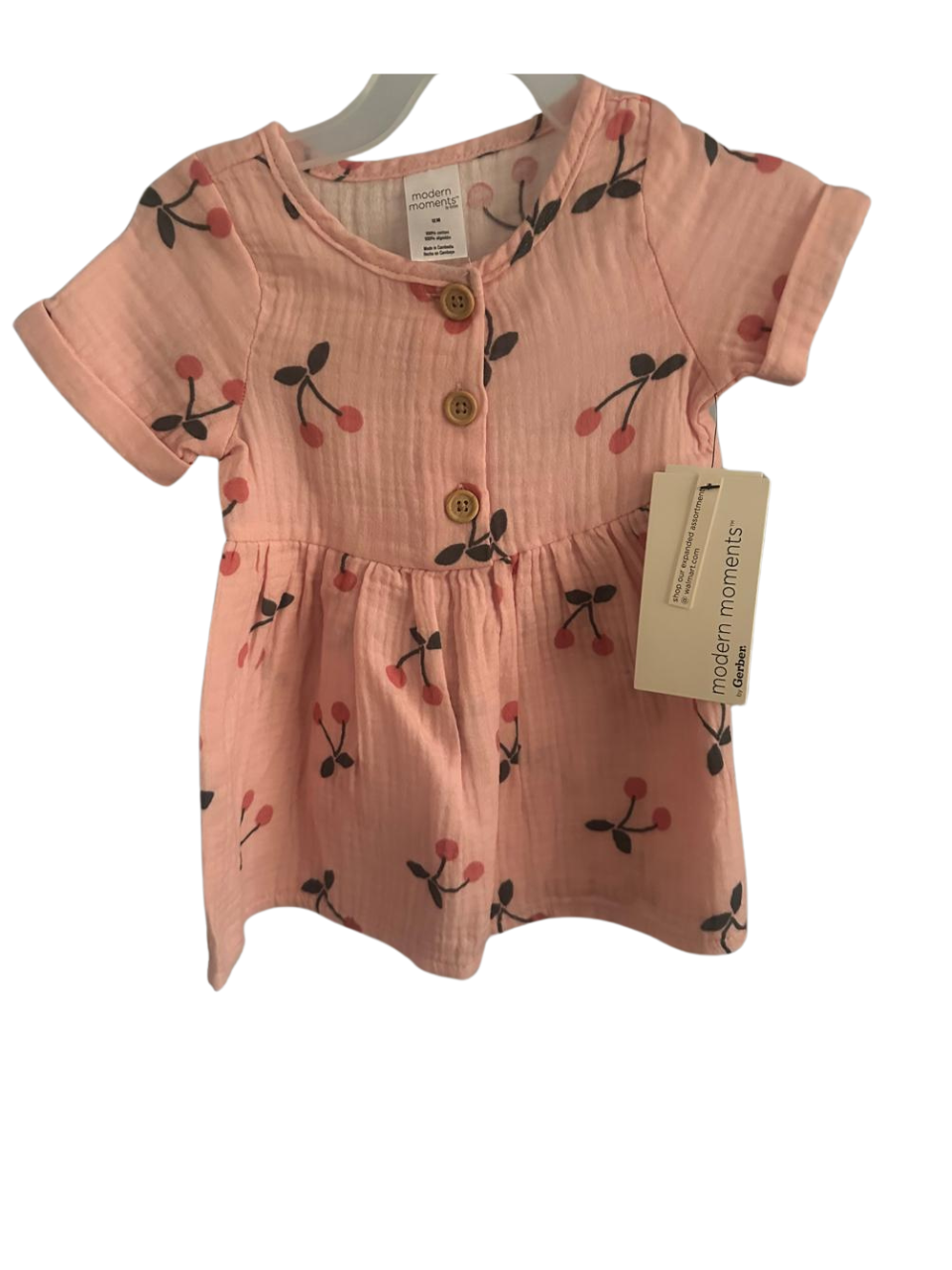 vestido rosa cerezas 12 meses