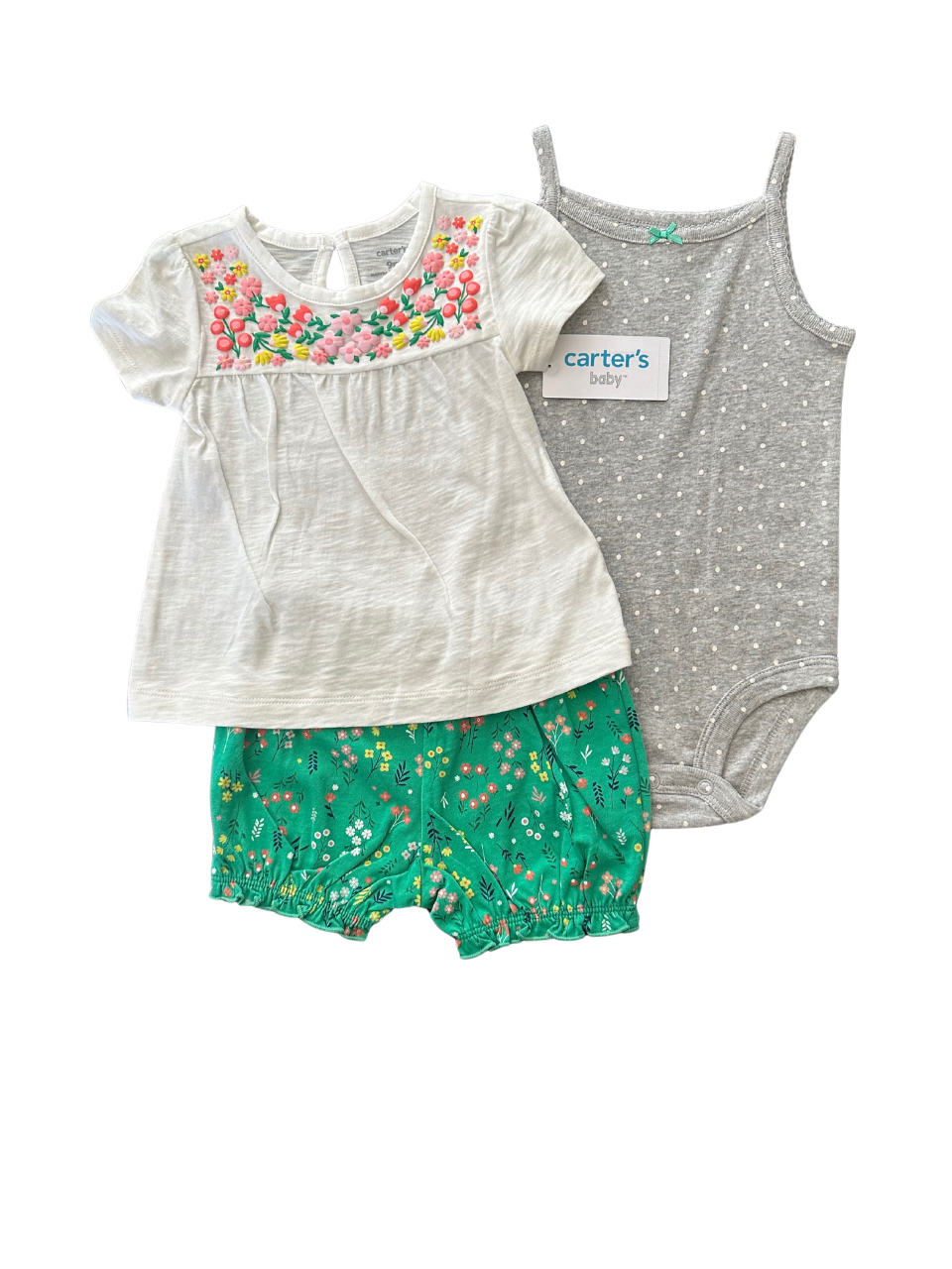 conjunto Carter´s 3 piezas flores verde niña
