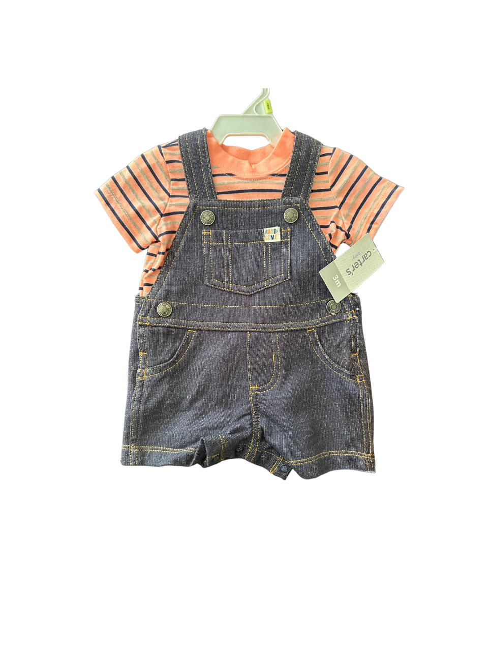 Conjunto  Carter´s Overol rayas naranja